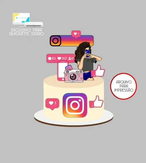 2626 - Arquivo Topo de Bolo Blogueirinha Instagram