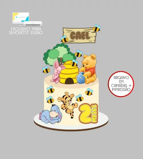 2640 - Arquivo Topo de Bolo Ursinho Pooh