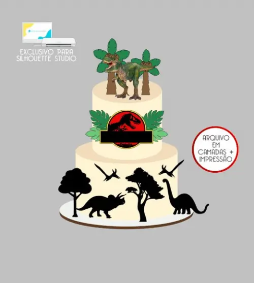 2684 - Arquivo Topo de Bolo Dinossauro Jurassic Park