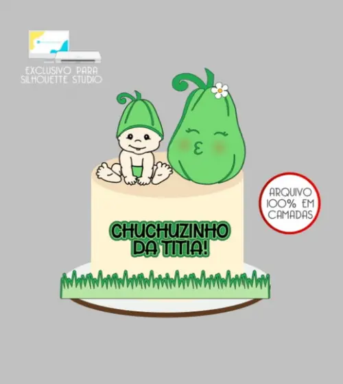 2702 - Arquivo Topo de Bolo Chuchuzinho da Titia