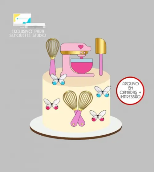 2708 - Arquivo Topo de Bolo Batedeira Confeitaria
