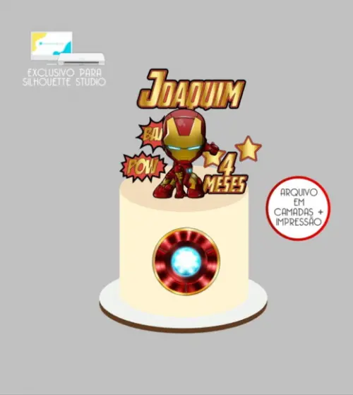 2718 - Arquivo Topo de Bolo Homem de Ferro Baby