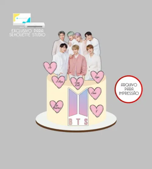 2721 - Arquivo Topo de Bolo Bts Kpop