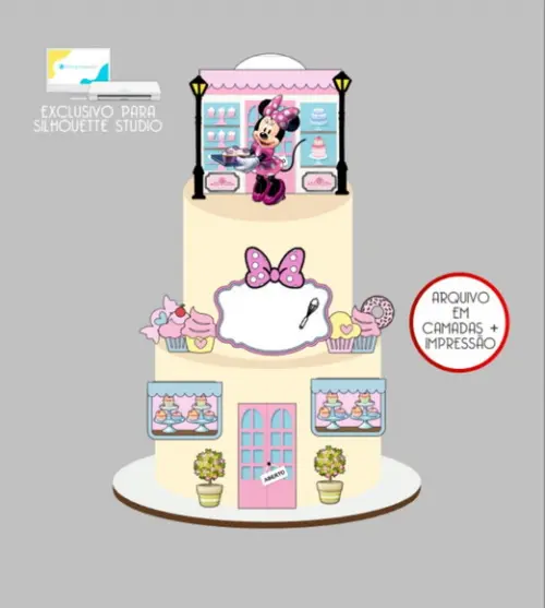 2751 - Arquivo Topo de Bolo Minnie Confeiteira