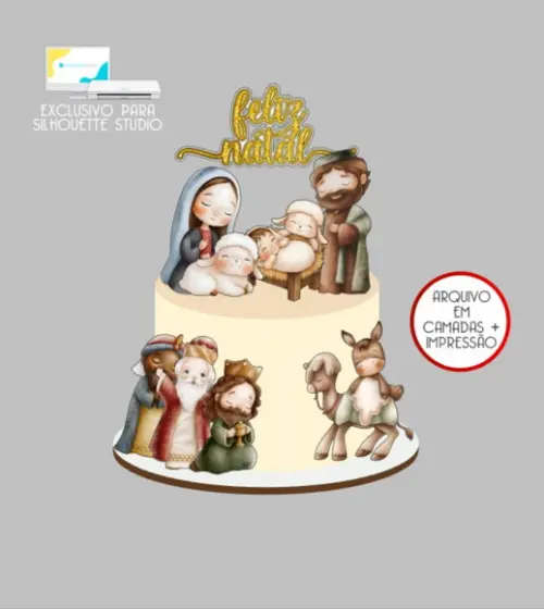 2750 - Arquivo Topo de Bolo Natal Aquarela Menino Jesus