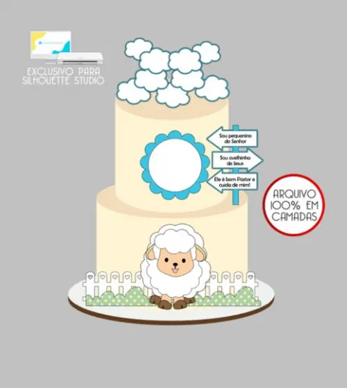2757 - Arquivo Topo de Bolo Ovelha Ovelhinha de Jesus