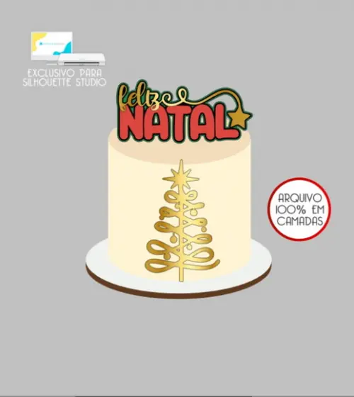 2755 - Arquivo Topo de Bolo Feliz Natal