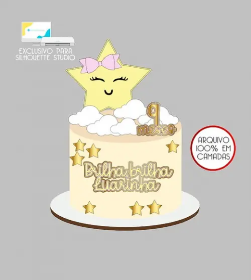 276 - Arquivo Topo de Bolo Brilha Brilha Estrela Estrelinha