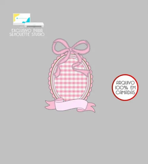2761 - Arquivo Topo de Bolo Cake Topper Laço Rosa