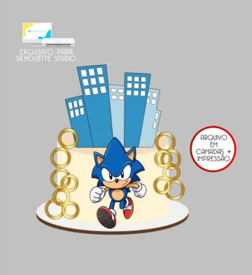 2779 - Arquivo Topo de Bolo Sonic Prédios