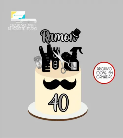 2781 - Arquivo Topo de Bolo Barbeiro Barbearia