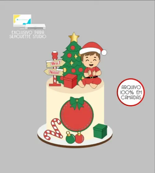 2782 - Arquivo Topo de Bolo Natal Menino