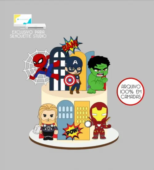 2792 - Arquivo Topo de Bolo Vingadores Baby Camadas