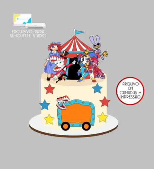 2788 - Arquivo Topo de Bolo Digital Circus