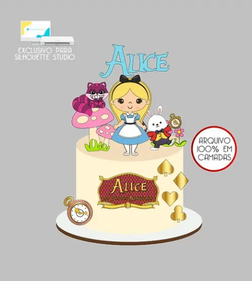 28 - Arquivo Topo de Bolo Alice no País das Maravilhas