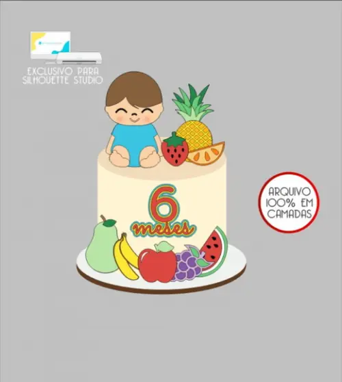 2805 - Arquivo Topo de Bolo Frutinhas Frutas Menino