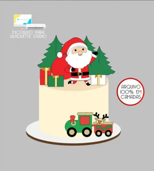 2818 - Arquivo Topo de Bolo Natal Papai Noel