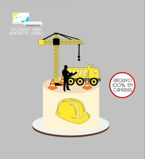 2828 - Arquivo Topo de Bolo Engenheiro Obra Construção