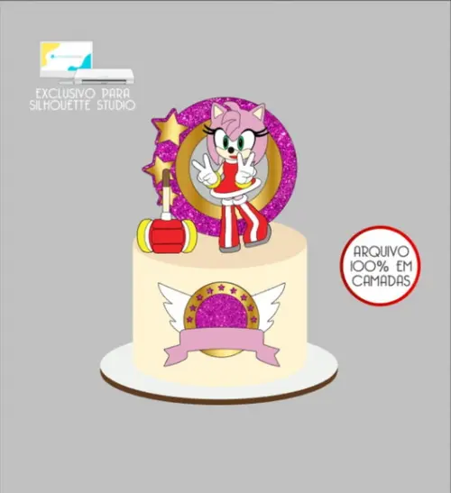2845 - Arquivo Topo de Bolo Amy Rose Sonic