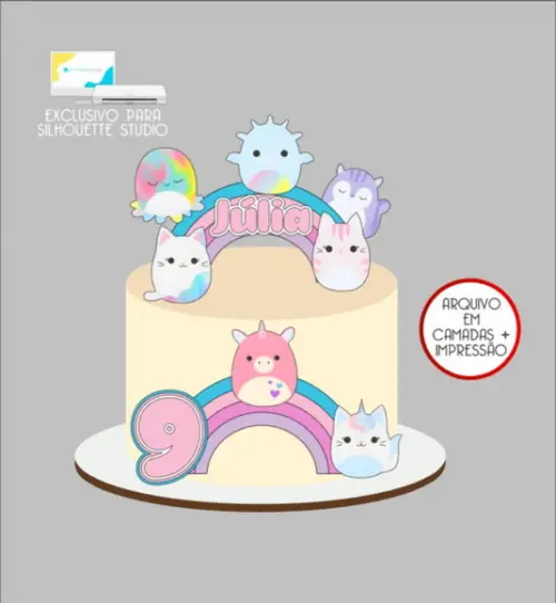 2869 - Arquivo Topo de Bolo Squishmallow