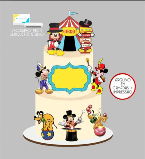 2892 - Arquivo Topo de Bolo Circo do Mickey