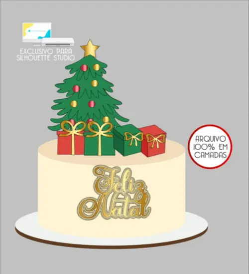 2904 - Arquivo Topo de Bolo Feliz Natal