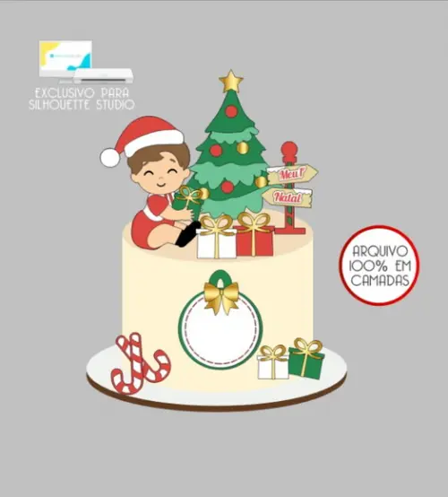 2911 - Arquivo Topo de Bolo Natal Menino