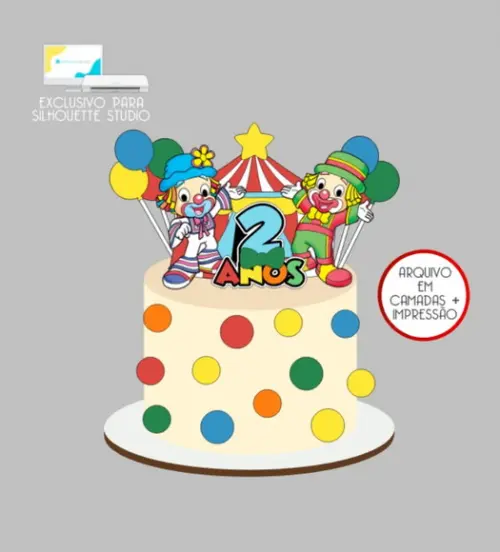 2910 - Arquivo Topo de Bolo Patati Patatá Circo
