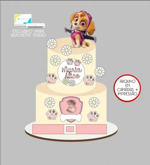 2926 - Arquivo Topo de Bolo Skye Patrulha Canina