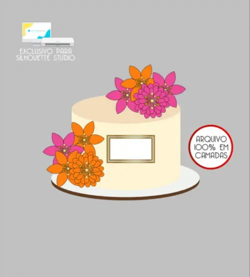 2952 - Arquivo Topo de Bolo Flores