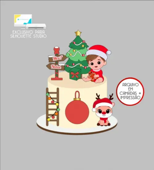 2960 - Arquivo Topo de Bolo Natal Menino
