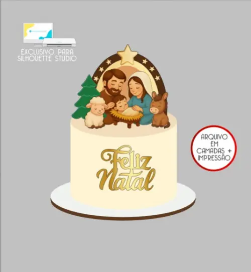 2975 - Arquivo Topo de Bolo Natal Presépio Menino Jesus