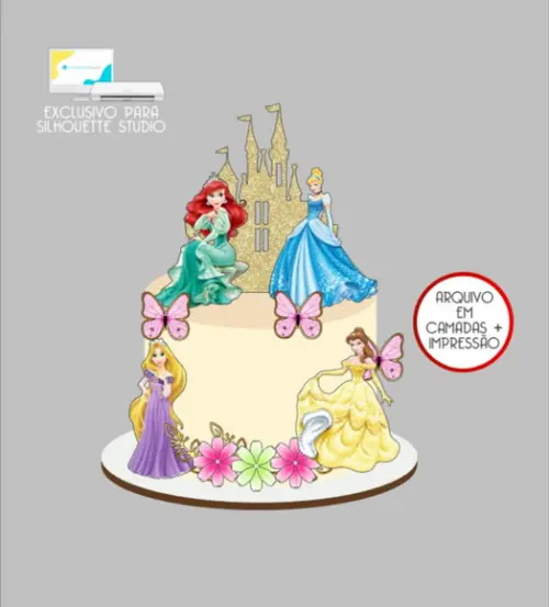2980 - Arquivo Topo de Bolo Princesas Disney