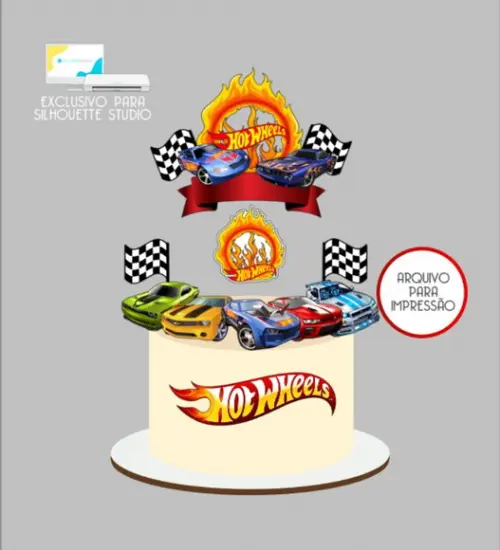 2991 - Arquivo Topo de Bolo Hotwheels