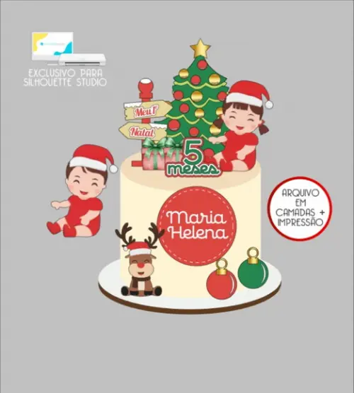 2988 - Arquivo Topo de Bolo Natal Menino