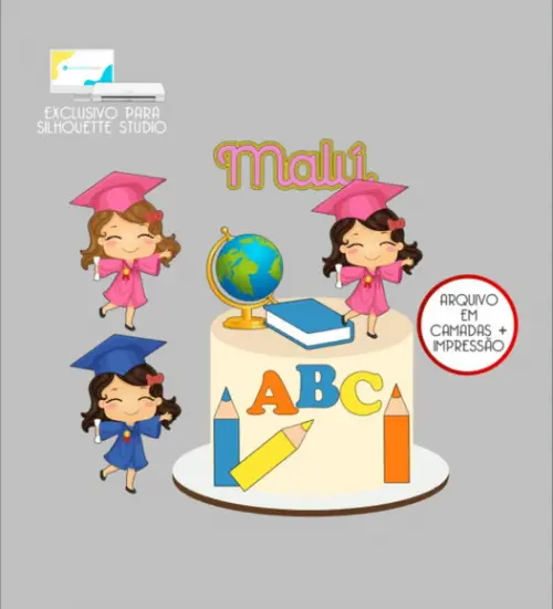 2990 - Arquivo Topo de Bolo Abc Menina