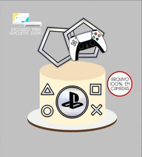 2995 - Arquivo Topo de Bolo Video Game Controle Ps5