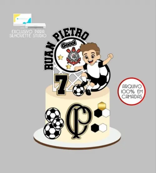 3005 - Arquivo Topo de Bolo Corinthians Menino Jogador