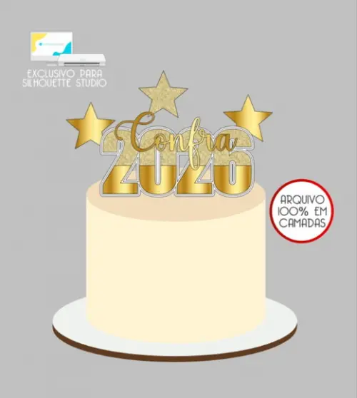 3006 - Arquivo Topo de Bolo Confra Ano Novo