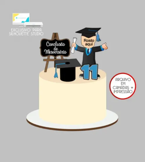 3020 - Arquivo Topo de Bolo Formatura Mesversario Menino