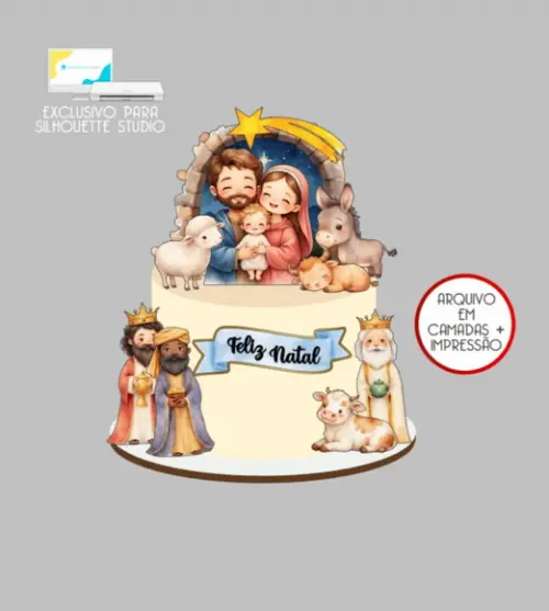 3038 - Arquivo Topo de Bolo Natal Presépio Menino Jesus