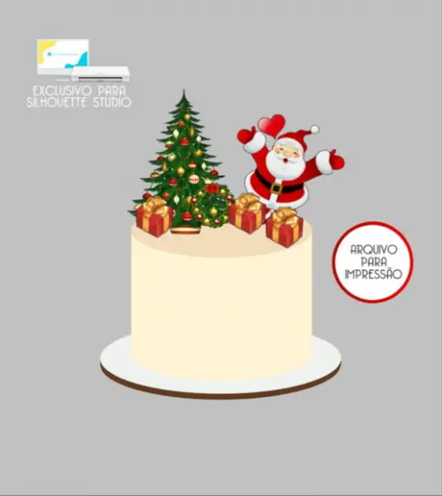 3044 - Arquivo Topo de Bolo Natal Papai Noel