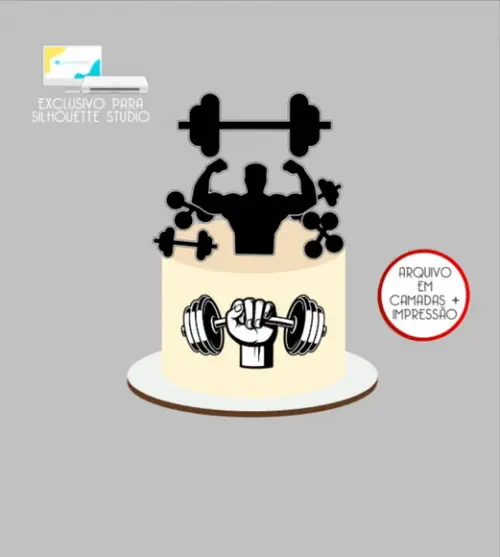 3062 - Arquivo Topo de Bolo Academia Fitness Homem