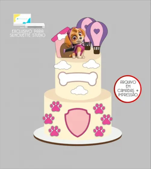 3063 - Arquivo Topo de Bolo Skye Patrulha Canina