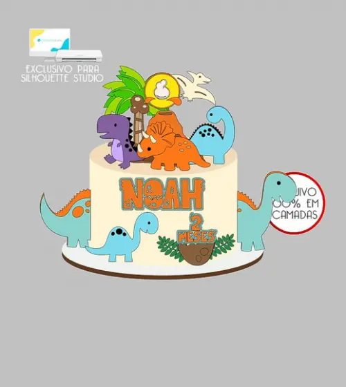306 - Arquivo Topo de Bolo Dinossauro