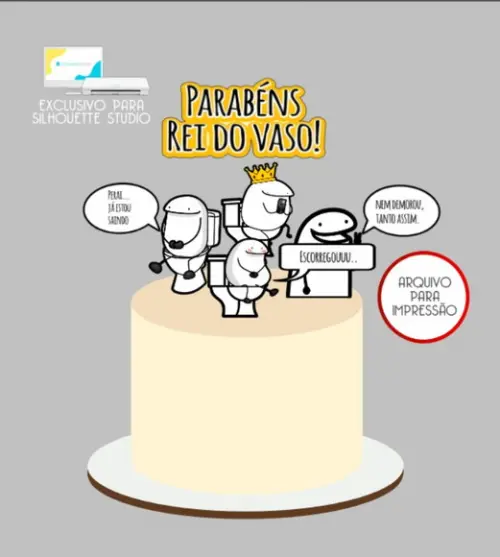 3070 - Arquivo Topo de Bolo Bento Flork Rei do Vaso