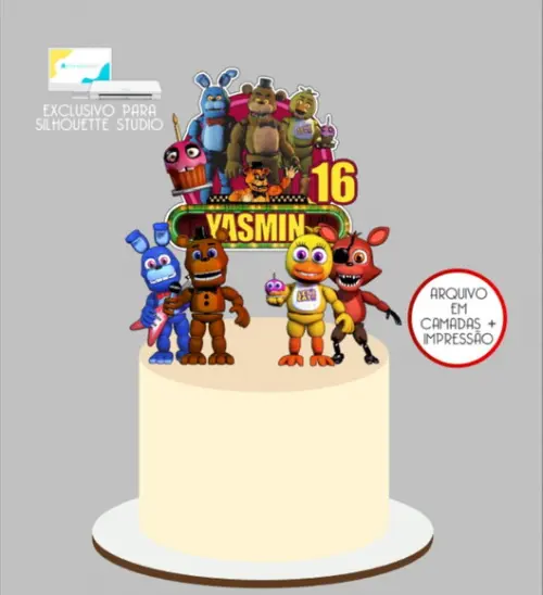 3074 - Arquivo Topo de Bolo Five Nights At Freddy's