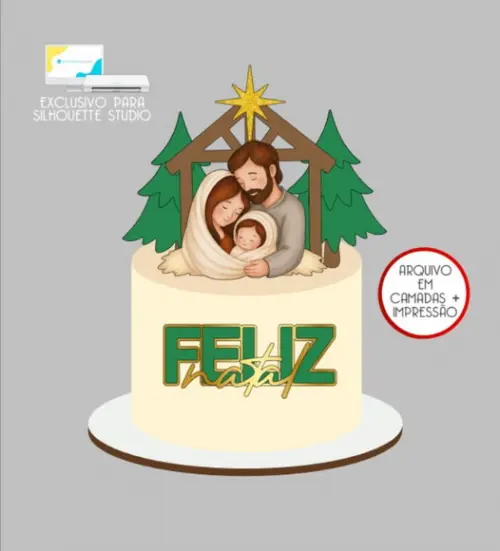 3079 - Arquivo Topo de Bolo Natal Presépio Menino Jesus
