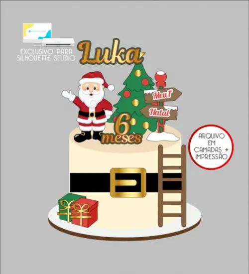 3088 - Arquivo Topo de Bolo Natal Papai Noel