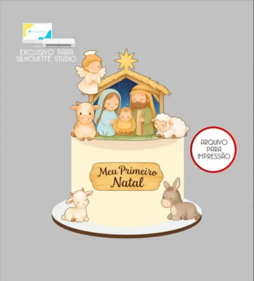 3100 - Arquivo Topo de Bolo Natal Presépio Menino Jesus